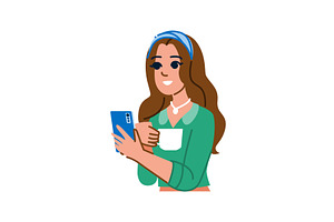 Smiling woman using smartphone and, a Technology Illustration by pikepicture