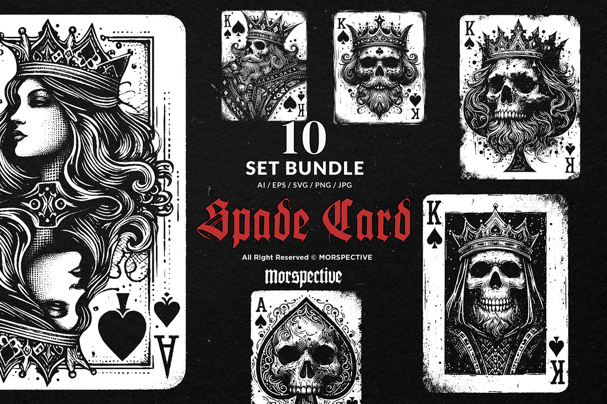 10 Bundle Dark Art Spade Cards King, an Illustration by Morspective (Photo 1 of 7)
