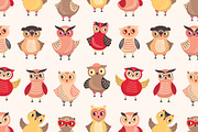 Cute owls seamless patterns, a Pattern Graphic by Good Studio (Thumbnail 3 of 10)
