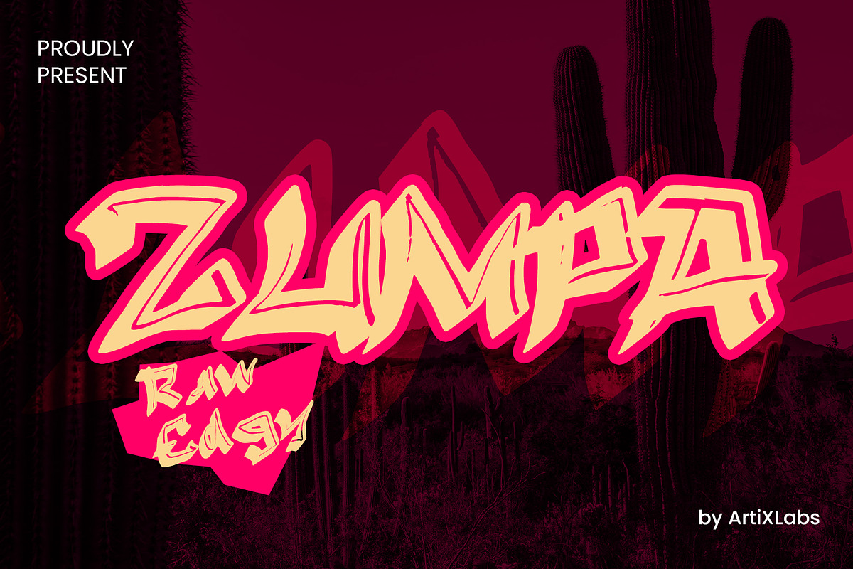 Zumpa Sharp Raw Edgy Display Font, a Handwritten Font by ArtiXLabs (Photo 1 of 10)