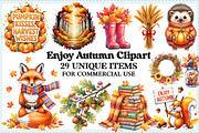 Watercolor Enjoy Autumn Clipart, an Illustration by Craft Nest (Thumbnail 1 of 9)