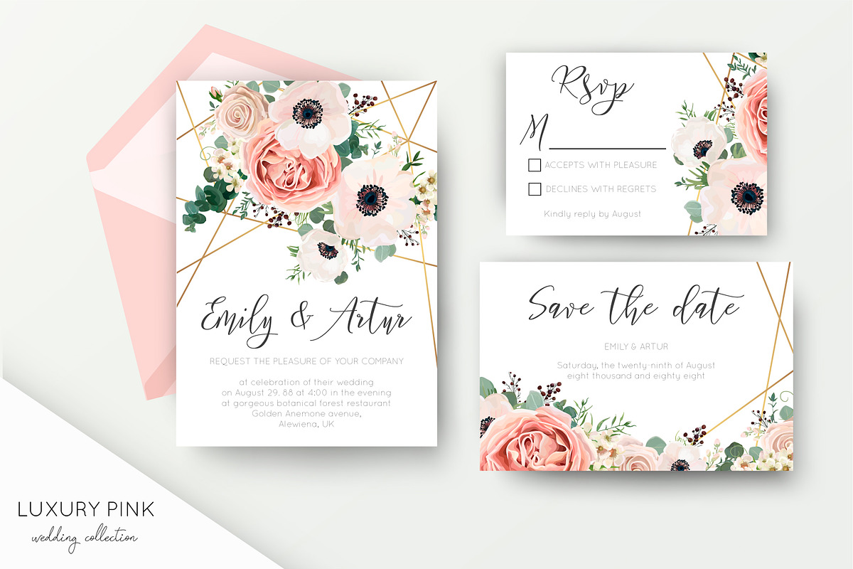 Wedding collection - Luxury pink, an Invitation Template by Alewiena (Photo 1 of 7)