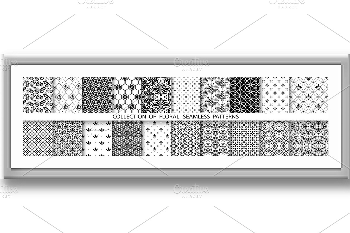 Geometric floral set of seamless, a Decorative Illustration by RODINA (Photo 3 of 3)