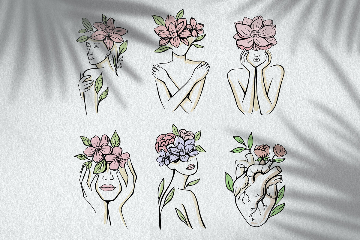 Woman & flower sketch. Female art., a Healthcare Illustration by bioraven (Photo 2 of 13)