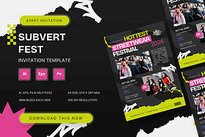 Subvert Fest - Event Invitation, an Invitation Template by StreaksideStd