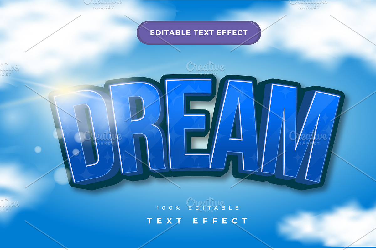 Dream Editable text effect, a Layer Style Add-On by SlashCreativeMedia