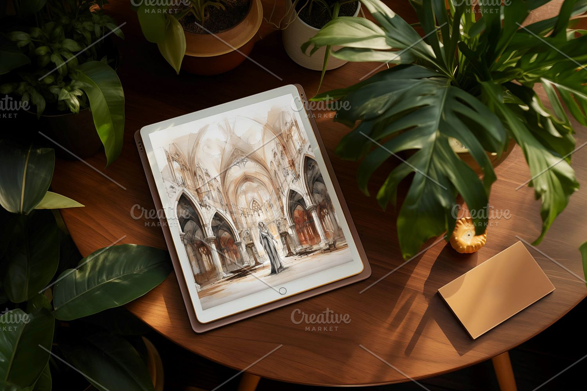 Ipad Pro with Green Plants Mockups, an iPad Mockup by AlineArtStore (Photo 4 of 6)
