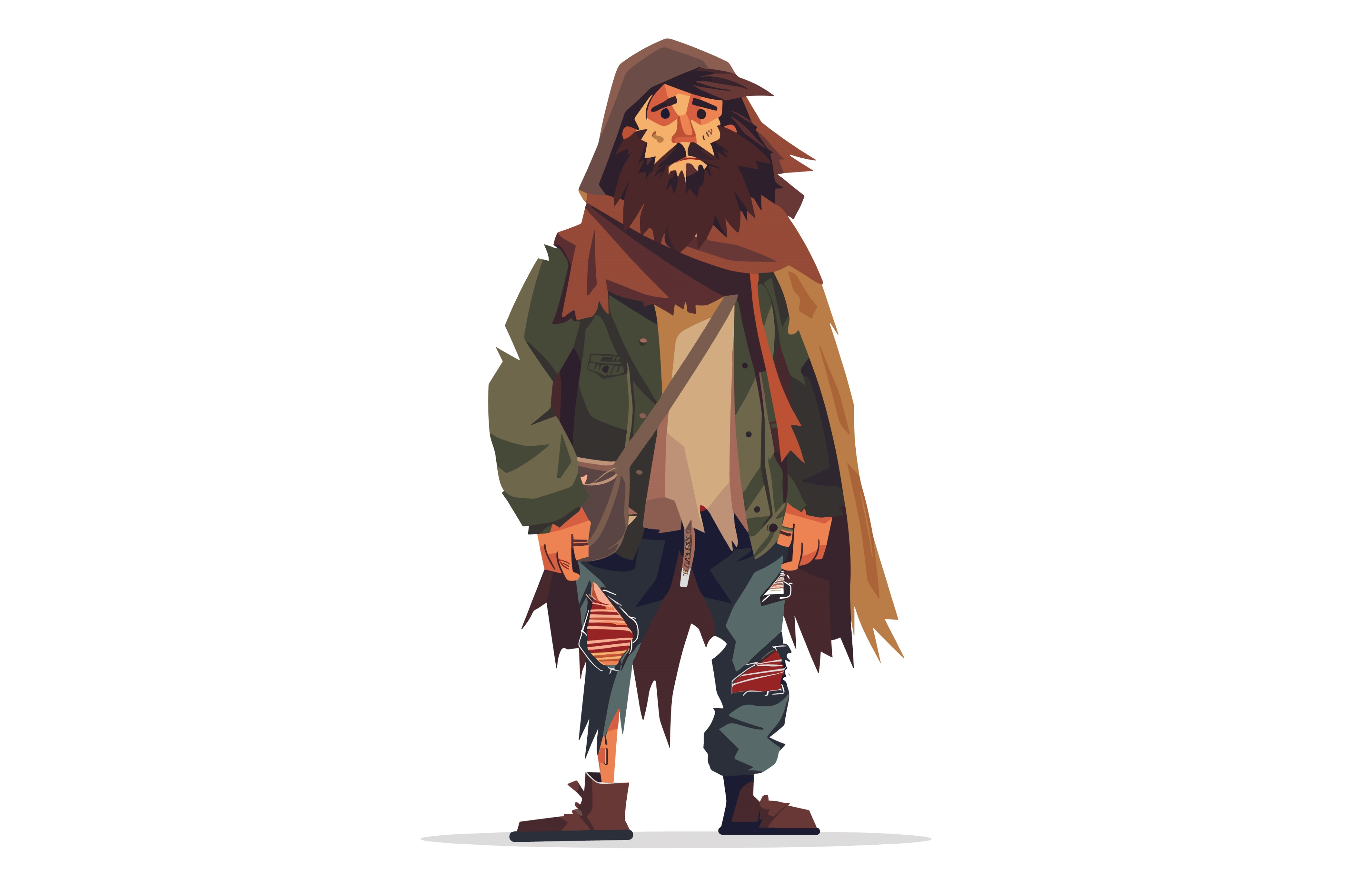 Homeless man vector illustration, a Person Illustration by ...