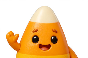 Candy corn character waving isolated, an Illustration by Dvoevnore photos