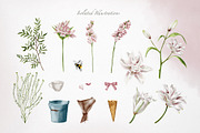 Garden flowers watercolor clipart, an Illustration by Alena Sid (Thumbnail 2 of 13)