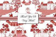 Red Toile de Jouy Patterns, a Pattern Graphic by RachelStudio (Thumbnail 8 of 8)