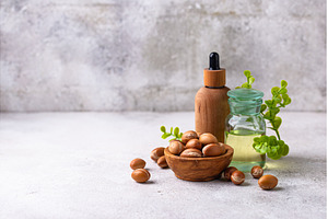 Moroccan argan seeds and oil for, a Beauty & Fashion Photo by Yulia Furman