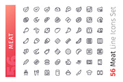 Meat Line Icons Set, an Outline Icon by Voysla's Shop (Thumbnail 2 of 4)