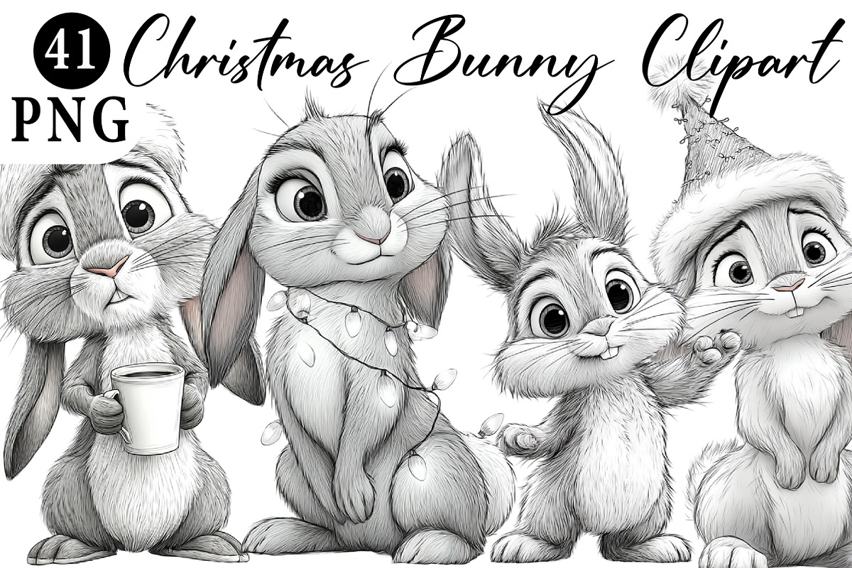 Christmas Bunny Clipart, an Illustration by Daily.Designs (Photo 1 of 5)