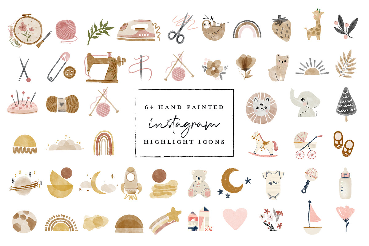 64 Watercolor Instagram Highlight, an Animal Illustration by beatriceviyiwi (Photo 1 of 5)
