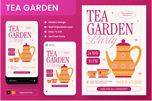 Tea Party Flyer Set, a Flyer Template by Annora Studio
