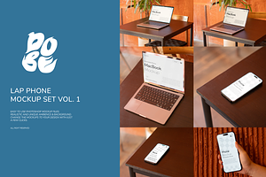 Lap Phone Mockup Set Vol 1, a Wearable Device Mockup by DOBE Studio