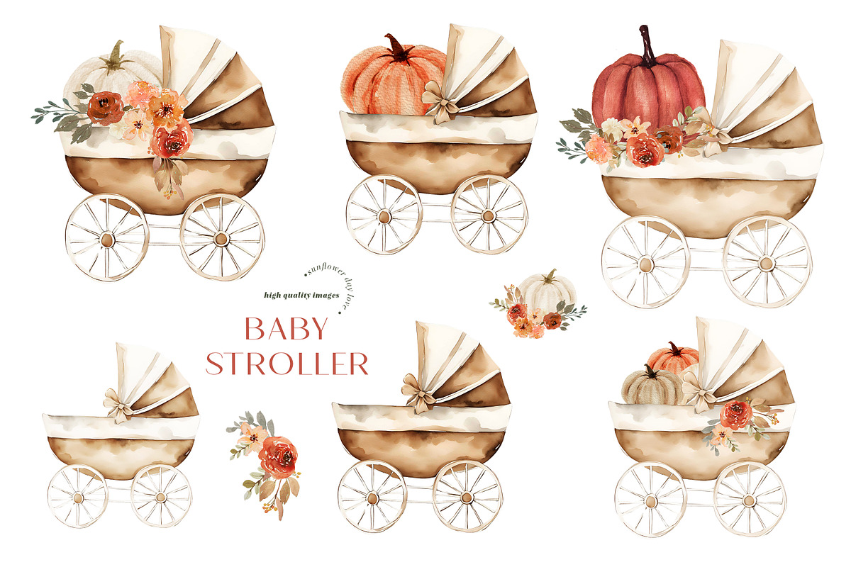 Pumpkins Carriage Watercolor Clipart, an Illustration by Sunflower Day Love (Photo 4 of 5)