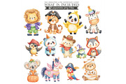Halloween Animals Clipart Watercolor, an Animal Illustration by CharmClipart (Thumbnail 3 of 8)