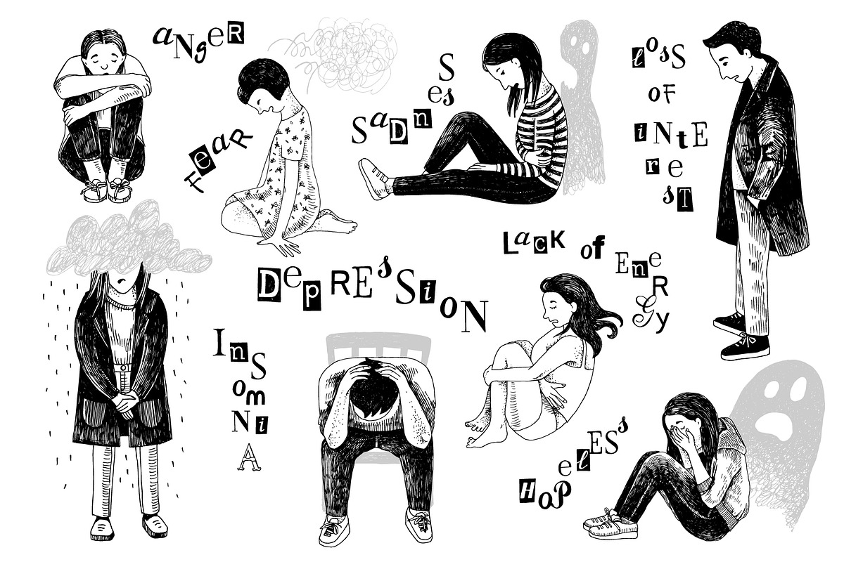 People in depression, a Healthcare Illustration by handsketched (Photo 1 of 8)
