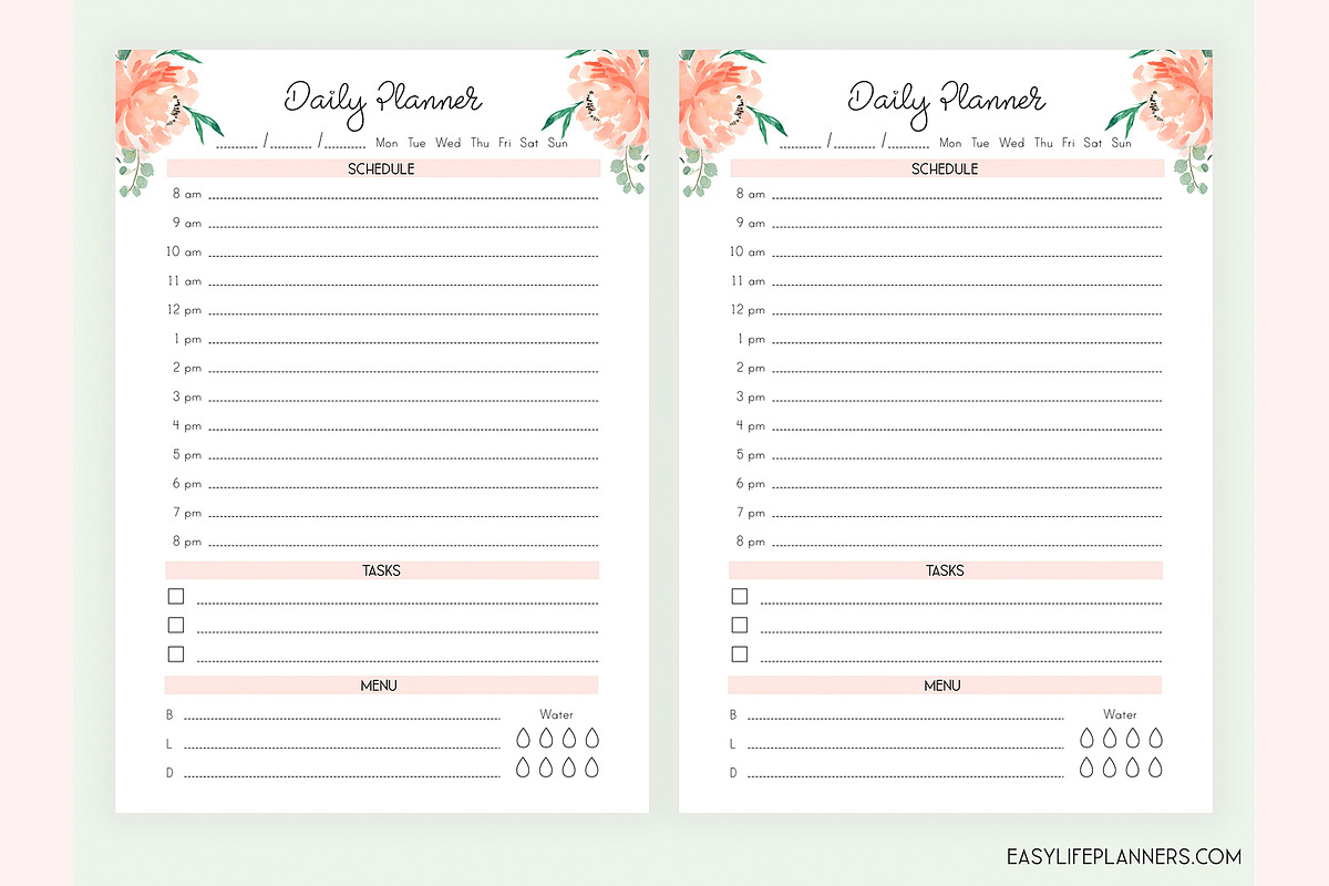 Daily Planner A5 Inserts for Filofax, a Stationery Template by EasyLifePlanners (Photo 3 of 4)