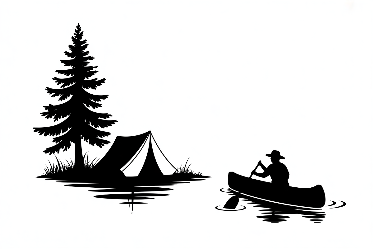 camping and canoe lake vector, an Illustration by Amazin_art (Photo 4 of 17)