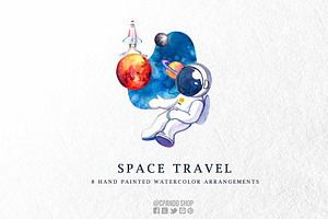 Space travel hand painted clipart