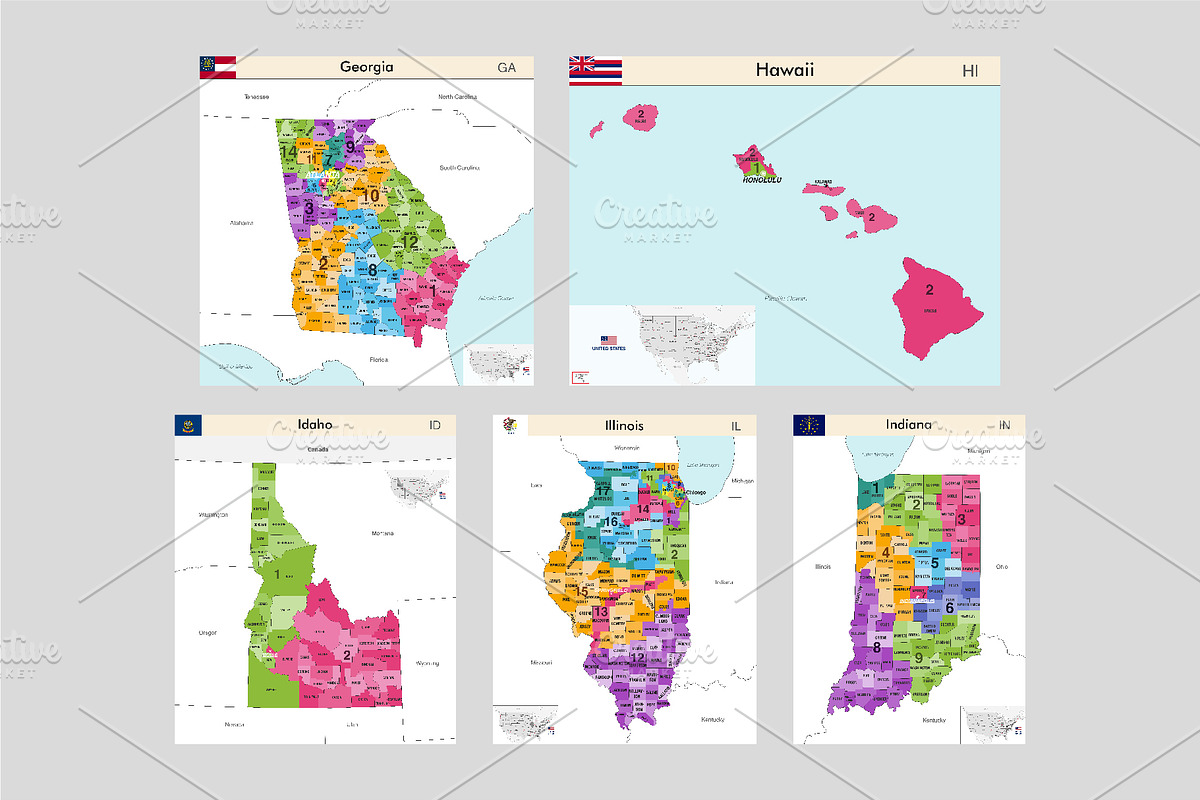 All maps of the United States, an Education Illustration by brichuas (Photo 4 of 12)