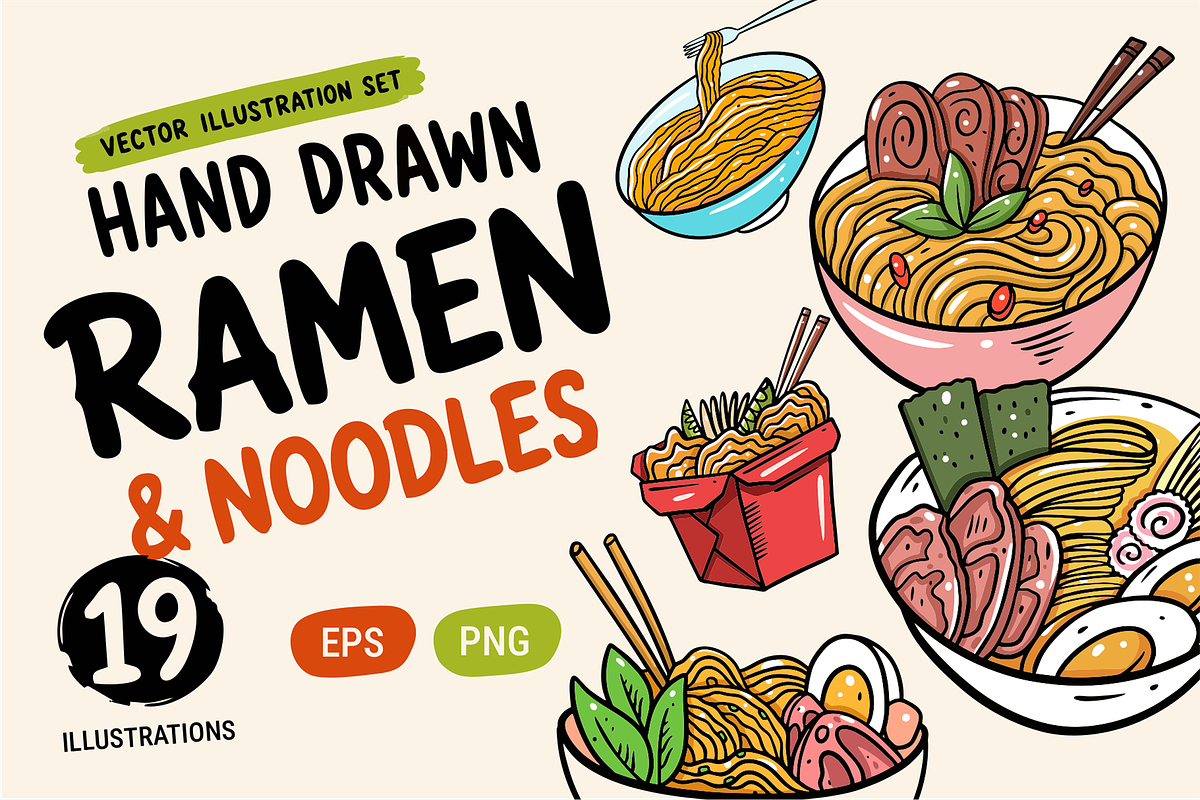 Ramen & Noodle Doodles Clipart, a Food Illustration by Oktyabr (Photo 1 of 5)