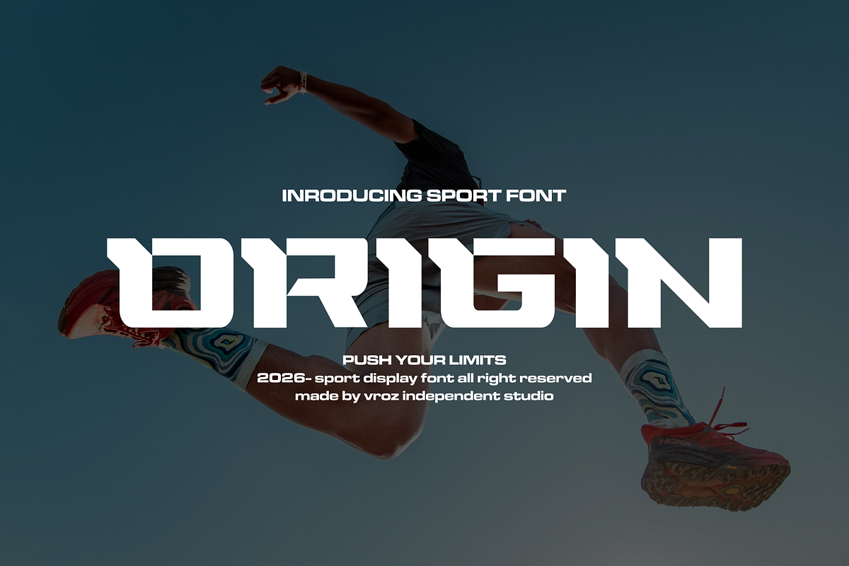 ORIGIN — Sport Display Typeface, a Sans Serif Font by Vroz Studio (Photo 1 of 7)
