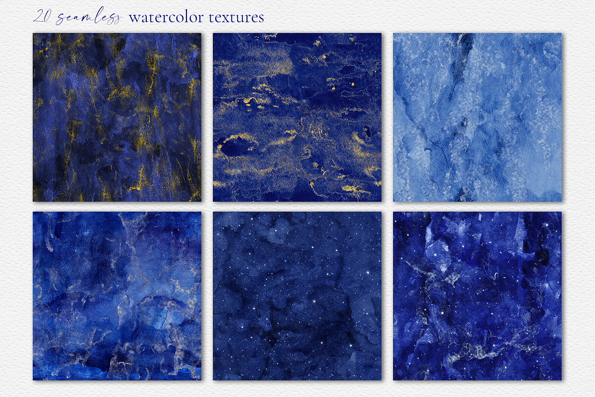 Blue Seamless Watercolor Textures, a Texture Graphic by CatJello Graphics (Photo 11 of 24)