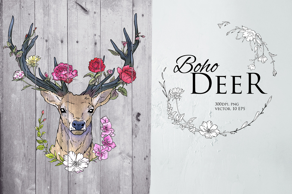 Deer illustration in line and color, an Illustration by Infinity Creativity (Photo 1 of 4)