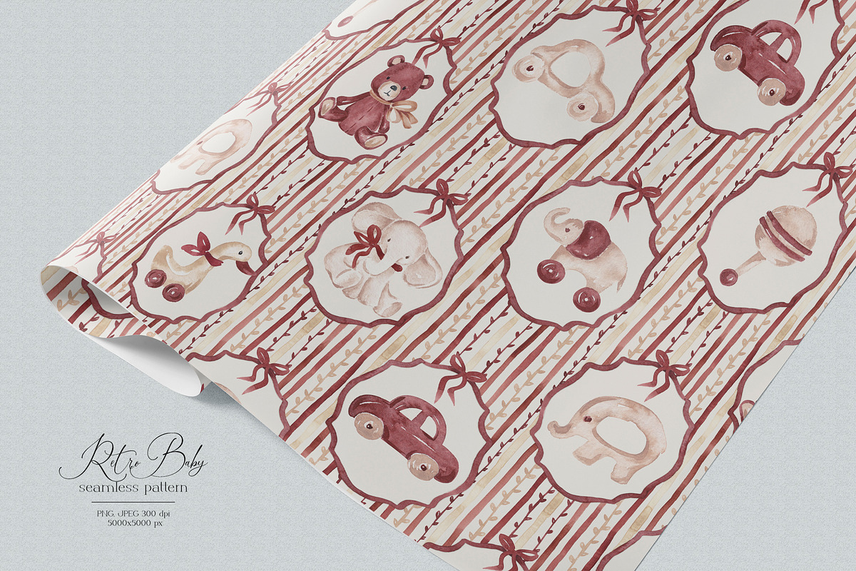 Retro Baby Shower Set, an Object Illustration by SirenaArt (Photo 16 of 21)