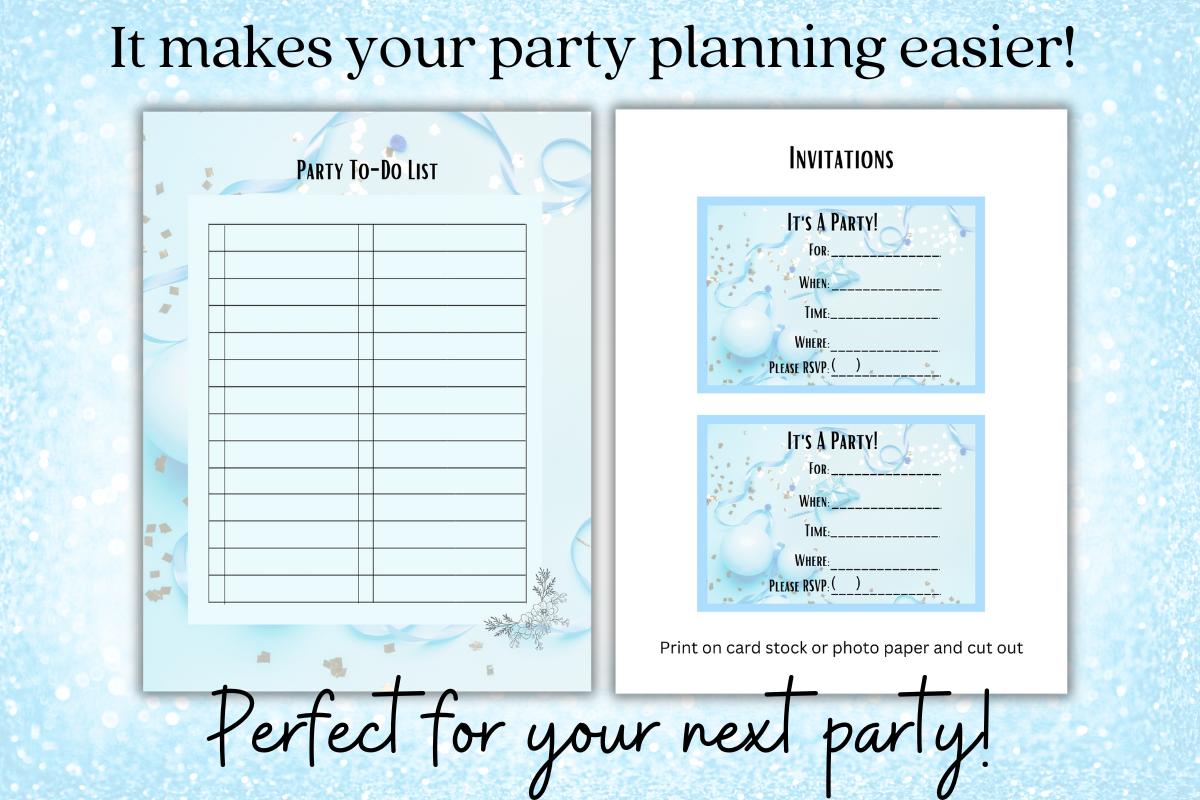 Blue Printable Party Planner PNG, a Stationery Template by Pixels N Bows (Photo 3 of 4)