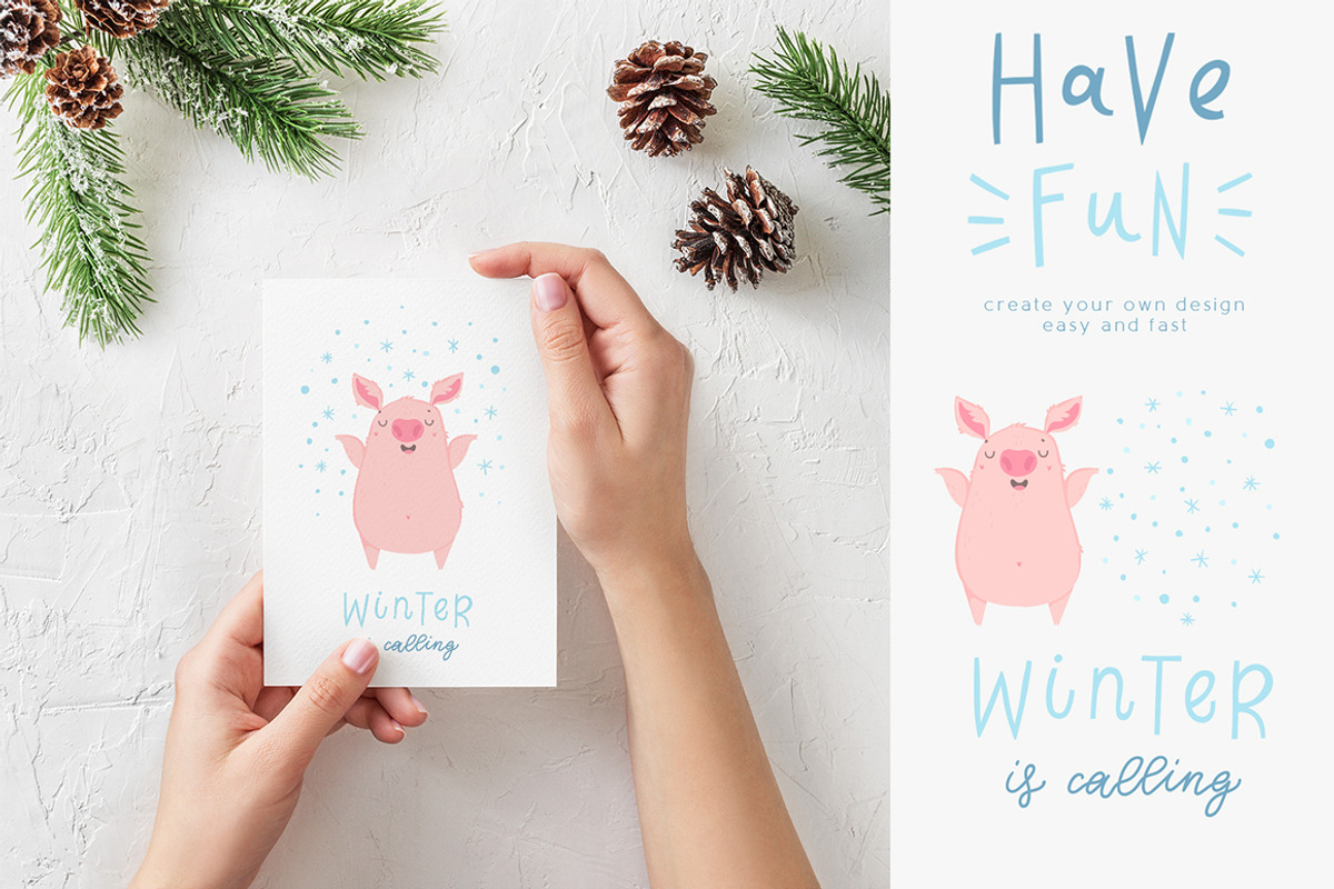 Funny pig - calendar 2019, a Seasonal Illustration by Artnis (Photo 8 of 12)