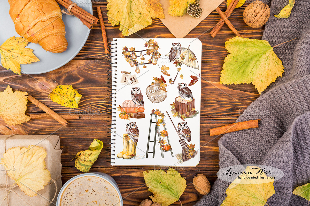 Hello Autumn Clipart Set, a Seasonal Illustration by Leonaa art (Photo 3 of 9)