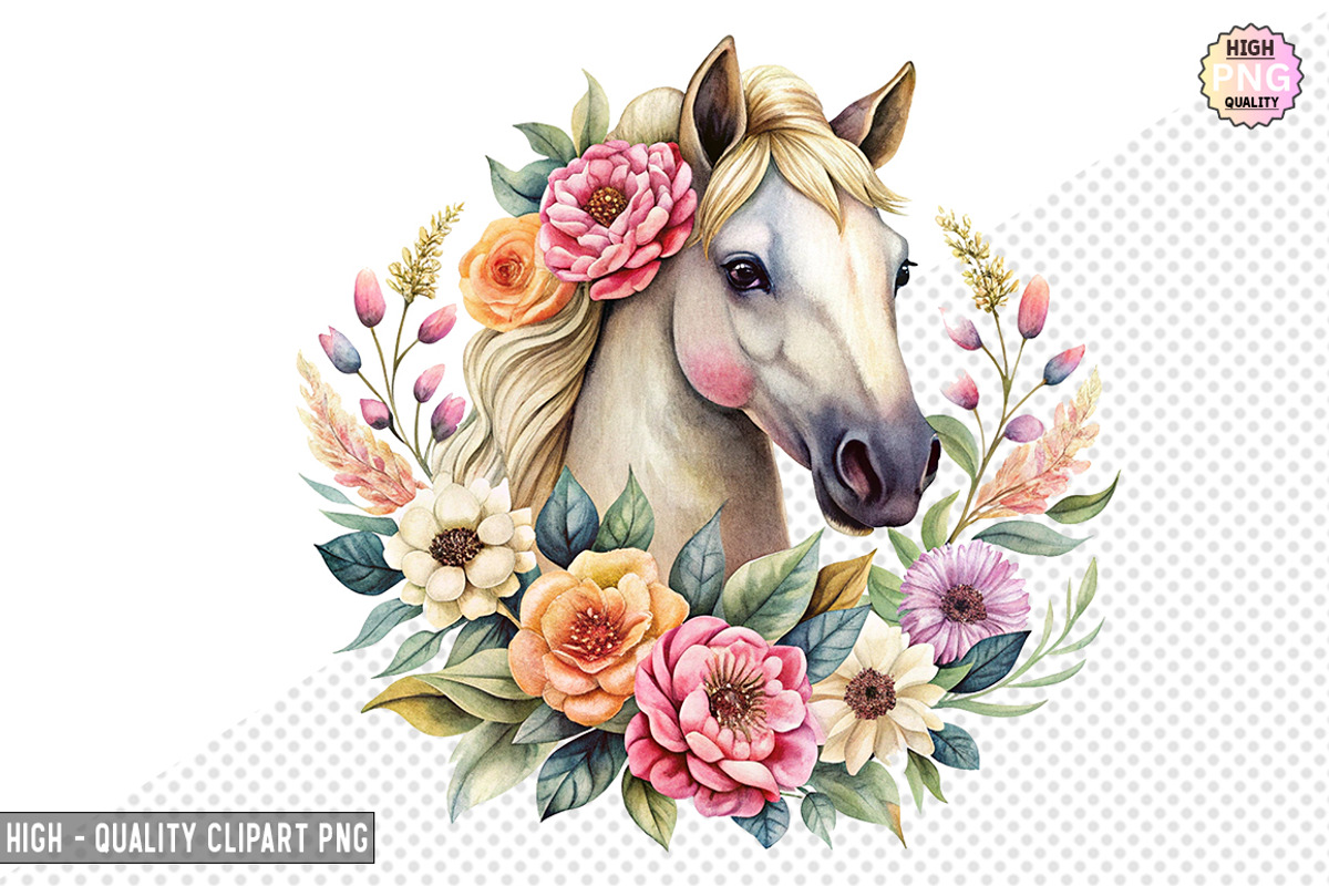 Floral Horses Sublimation Bundle, a Graphic by crative8112 (Photo 6 of 10)