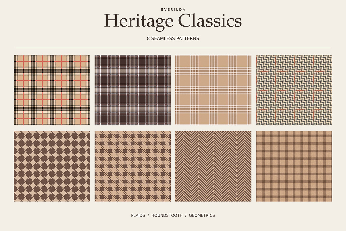 Heritage Classics Seamless Patterns, a Pattern Graphic by Everilda (Photo 1 of 3)