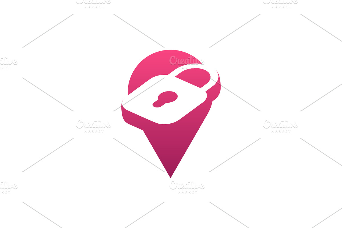 modern pin location padlock logo, a Branding & Logo Template by Rasagama Studio