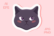Gray Cat Emoji Stickers, an Animal Illustration by PsychocheArt (Thumbnail 6 of 9)