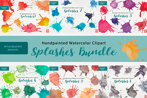 Watercolor Clipart Splashes Bundle