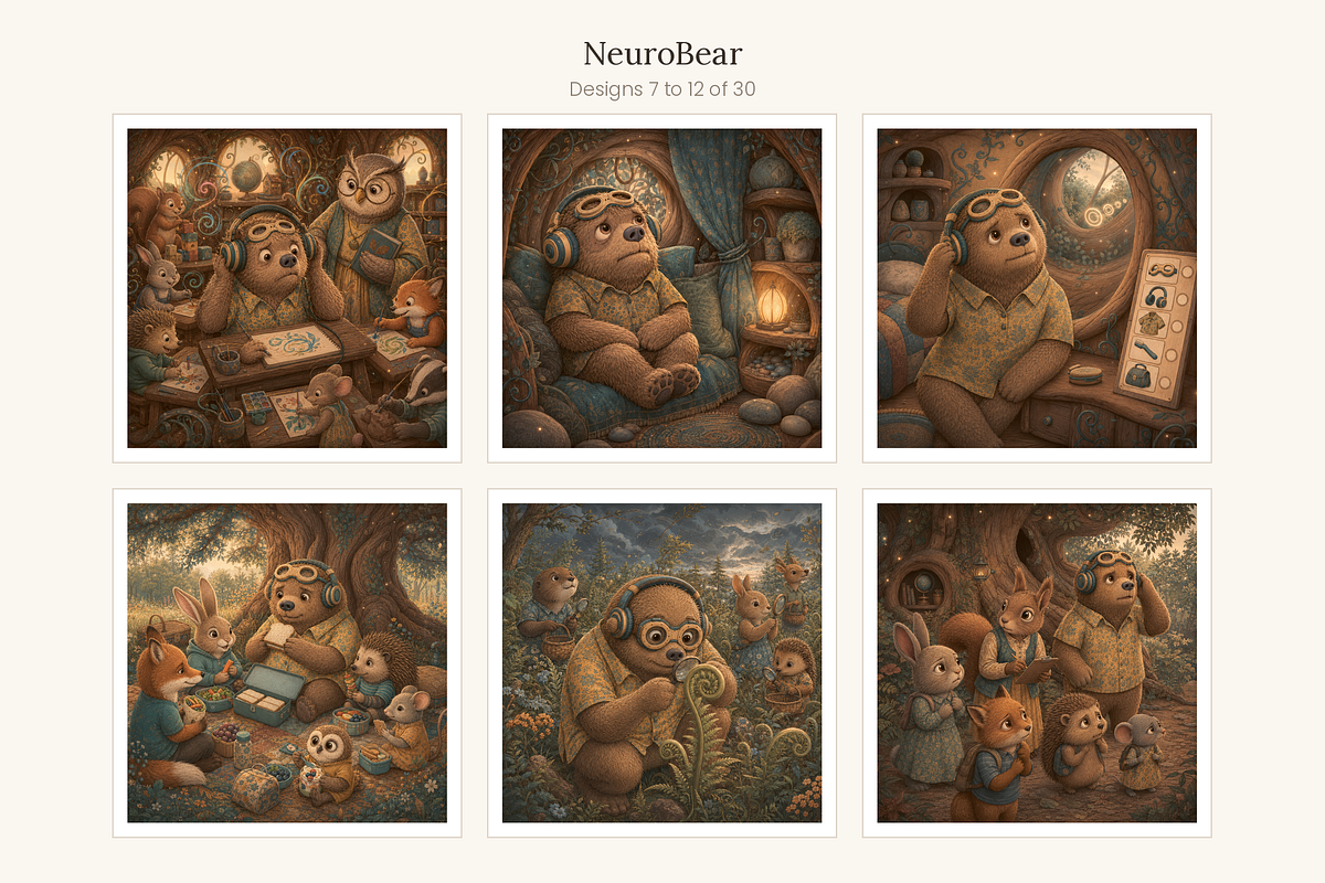 NeuroBear Storybook Set of 30, an Animal Illustration by LanternkinStudio (Photo 7 of 14)