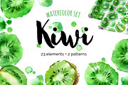 Watercolor kiwi fruit, a Food Illustration by ognivo (Thumbnail 1 of 3)