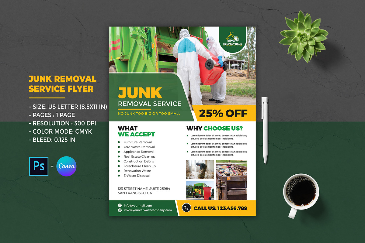Junk Removal Services Flyer Template, a Flyer Template by Designscozy (Photo 1 of 5)