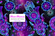 Neon Hamsa Seamless Pattern, a Pattern Graphic by Elen-Lane (Thumbnail 1 of 2)