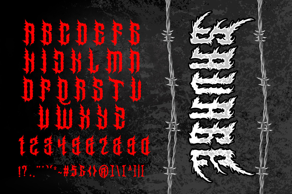 AlesA Modern Metal Horror Font, a Blackletter Font by dansdesign (Photo 4 of 7)