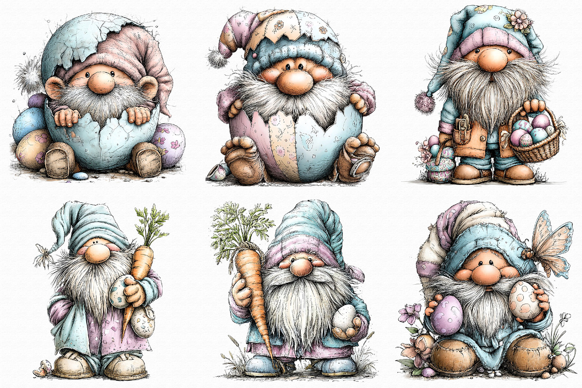 Cute Easter Gnomes Clipart, an Illustration by Libby Wishes (Photo 6 of 6)