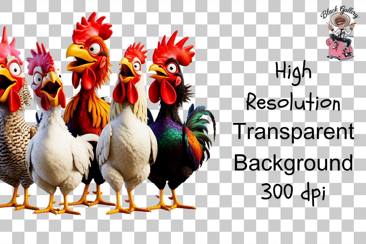 10 Funny Chickens Group PNG Clipart, an Illustration by Clipart Bloom (Photo 11 of 12)