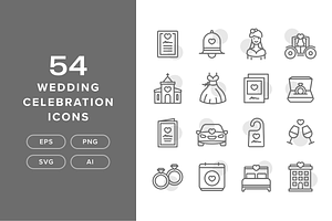54 Wedding Celebration Icons, a Duotone Icon by Furnace