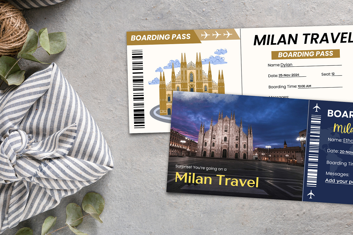 Milan Ticket Boarding Pass Template, a Card Template by Snapybiz (Photo 7 of 10)